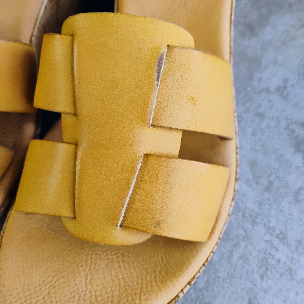 Korks by‎ Kork-Ease Brie Wedge Sandals Neutral Beige Leather Confort Size 9